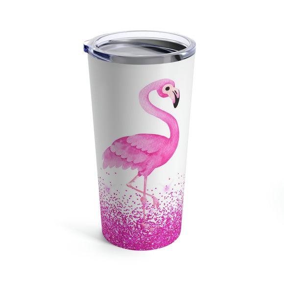 Two Flamingos - Pink Glitter - Tumbler 20oz