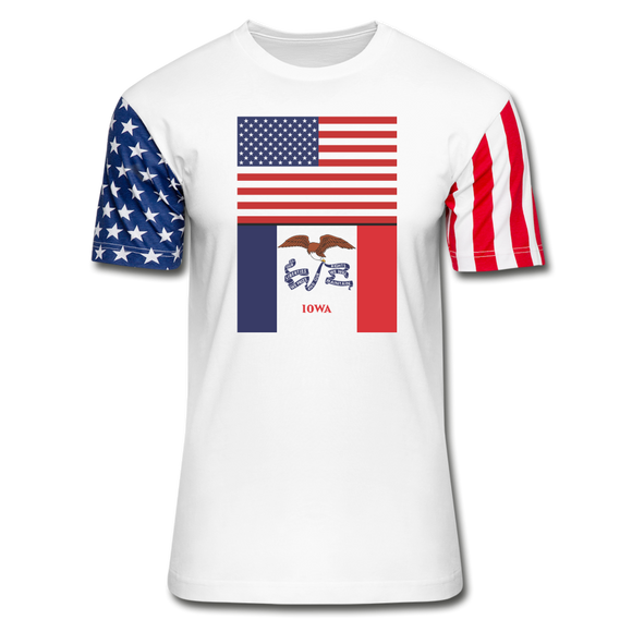 US & Iowa Flags - Stars & Stripes T-Shirt - white