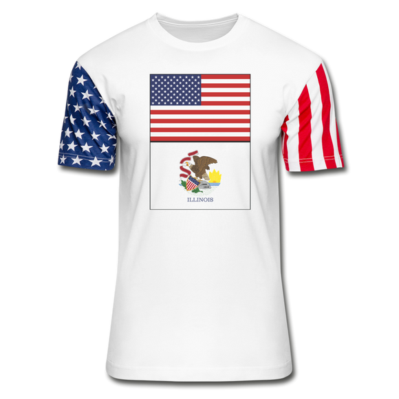 US & Illinois Flags - Stars & Stripes T-Shirt - white