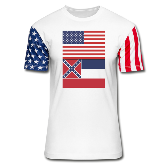 US & Mississippi Flags -  Stars & Stripes T-Shirt - white