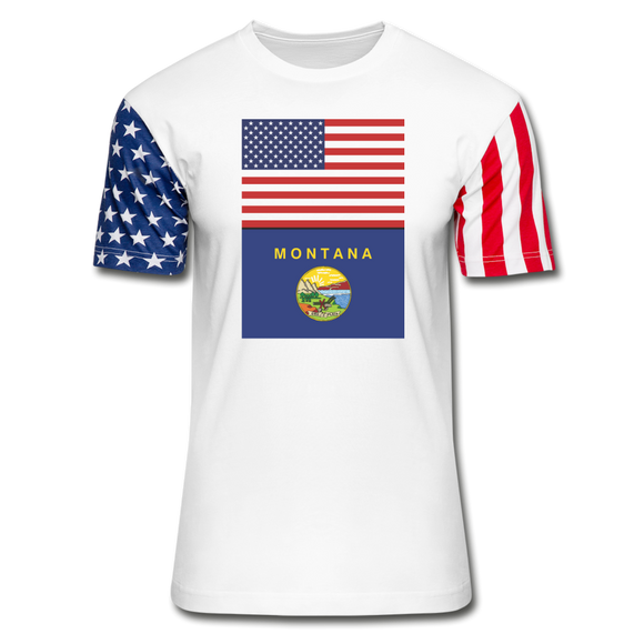 US & Montana Flags -  Stars & Stripes T-Shirt - white