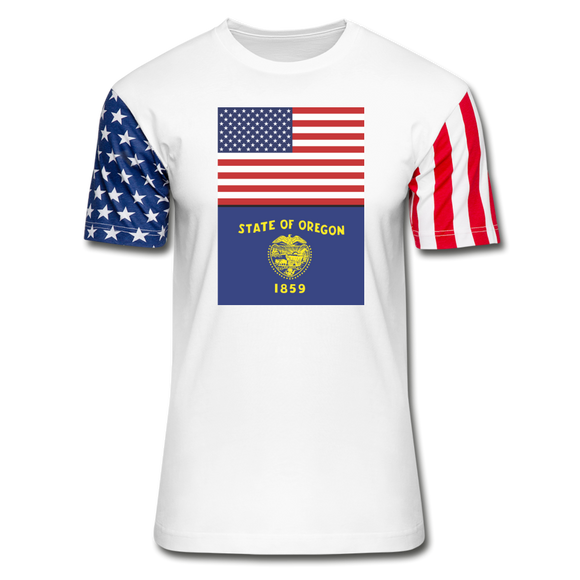 US & Oregon Flags -  Stars & Stripes T-Shirt - white