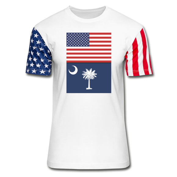 US & South Carolina Flags -  Stars & Stripes T-Shirt - white