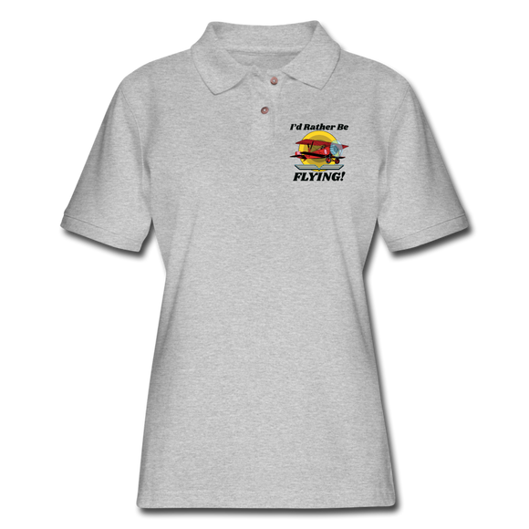 I'd Rather Be Flying - Biplane - Women's Pique Polo Shirt - heather gray