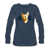 Cat Face - Meow - Women's Premium Long Sleeve T-Shirt - navy