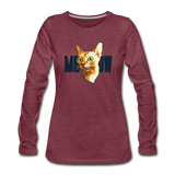 Cat Face - Meow - Women's Premium Long Sleeve T-Shirt - heather burgundy