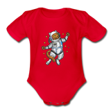 Astronaut Cat - Organic Short Sleeve Baby Bodysuit - red