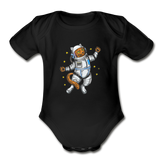 Astronaut Cat - Organic Short Sleeve Baby Bodysuit - black