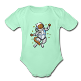 Astronaut Cat - Organic Short Sleeve Baby Bodysuit - light mint