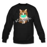 Stay Safe Cat - Crewneck Sweatshirt - black