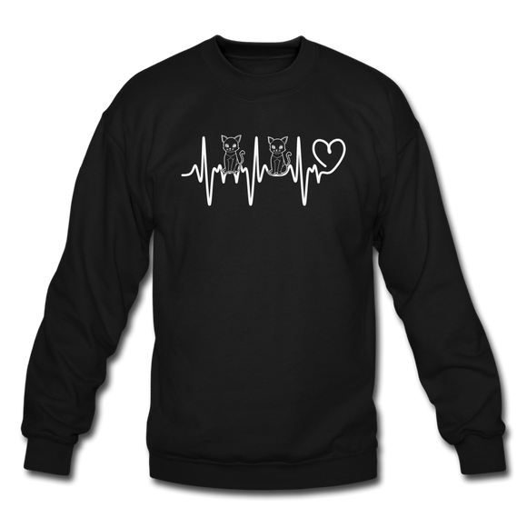 Cat Heartbeat - Crewneck Sweatshirt - black