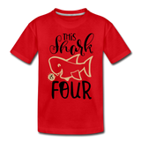 This Shark Is Four - Toddler Premium T-Shirt - red