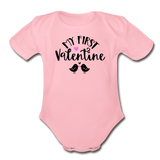 My First Valentine - Organic Short Sleeve Baby Bodysuit - light pink