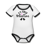 My First Valentine - Organic Contrast Short Sleeve Baby Bodysuit - white/black