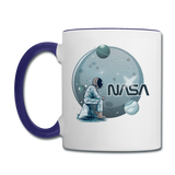 NASA - Astronaut And Planets - Contrast Coffee Mug - white/cobalt blue