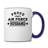 Proud Air Force - Husband - Contrast Coffee Mug - white/cobalt blue