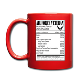 Air Force Veteran - Nutrition Facts - Full Color Mug - red