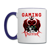 Gaming Is My Valentine v1 - Contrast Coffee Mug - white/cobalt blue