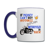 Motorcycles And Beer - Contrast Coffee Mug - white/cobalt blue