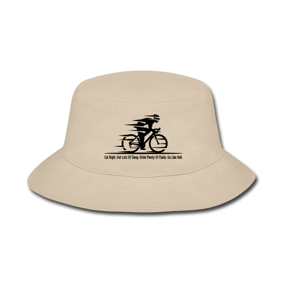 Eat RIght - Cycling - Black - Bucket Hat - cream