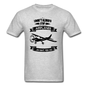 Stop And Look At Airplanes - Black - Unisex Classic T-Shirt - heather gray