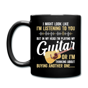 Listening - Playing My Guitar - Full Color Mug - black