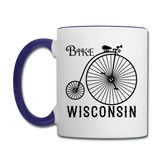 Bike Wisconsin - Vintage - Black - Contrast Coffee Mug - white/cobalt blue