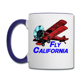 Fly California - Biplane - Contrast Coffee Mug - white/cobalt blue