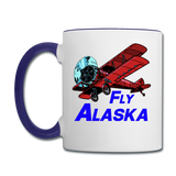 Fly Alaska - Biplane - Contrast Coffee Mug - white/cobalt blue