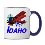 Fly Idaho - Biplane - Contrast Coffee Mug - white/cobalt blue