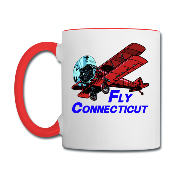 Fly Connecticut - Biplane - Contrast Coffee Mug - white/red