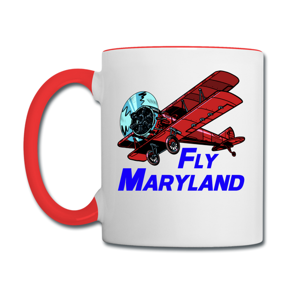 Fly Maryland - Biplane - Contrast Coffee Mug - white/red