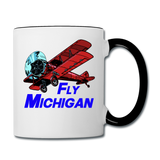 Fly Michigan - Biplane - Contrast Coffee Mug - white/black