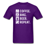 Coffee - Bike - Beer - Repeat - White - Unisex Classic T-Shirt - purple