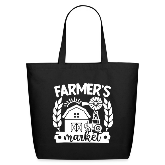 Farmer's Market - Barn - White - Eco-Friendly Cotton Tote - black
