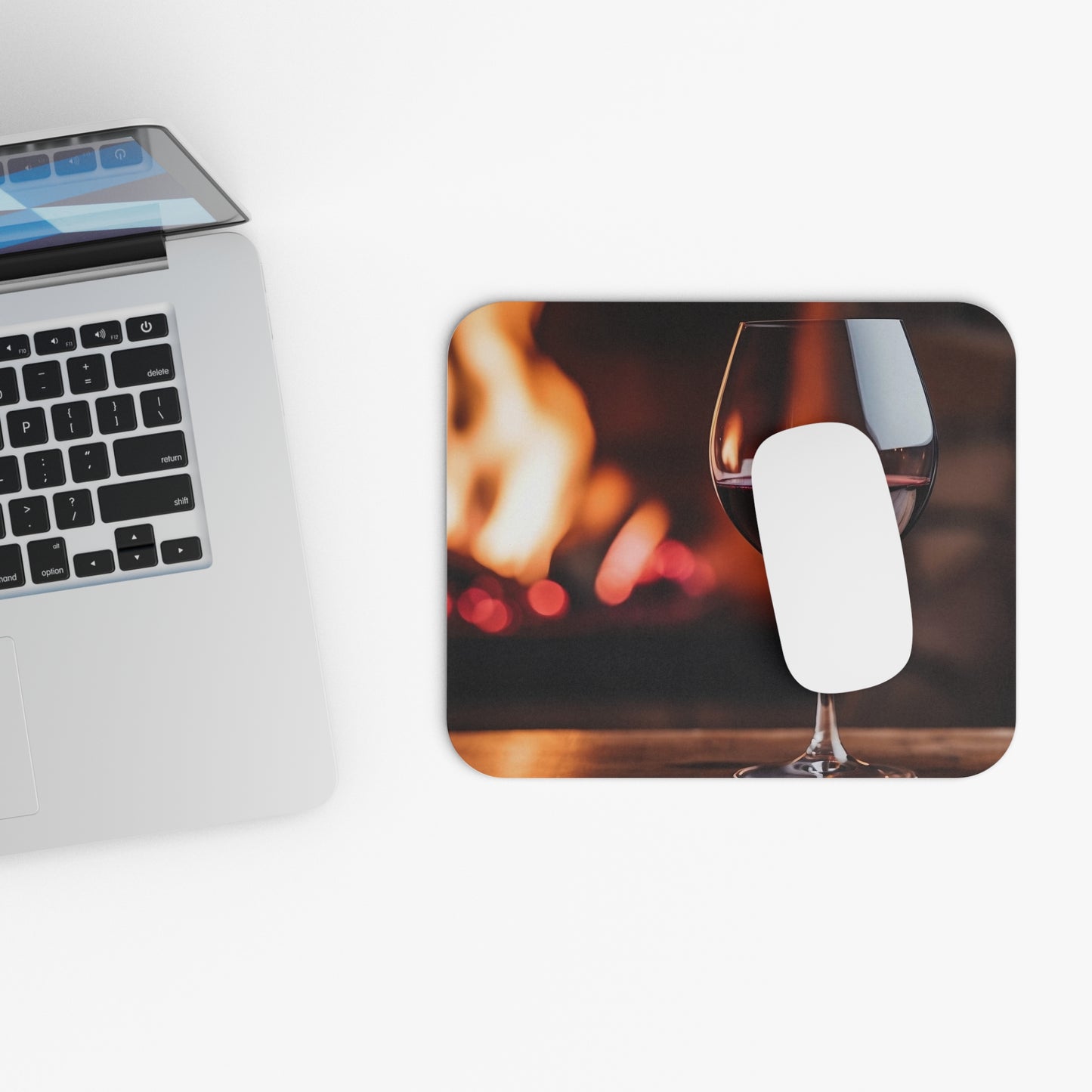 Wine - Red Wine Glass - Fire - Mouse Pad (Rectangle)