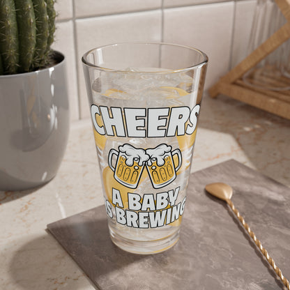 Beer - Cheers - A Baby Is Brewing - Mixing Glass, 16oz