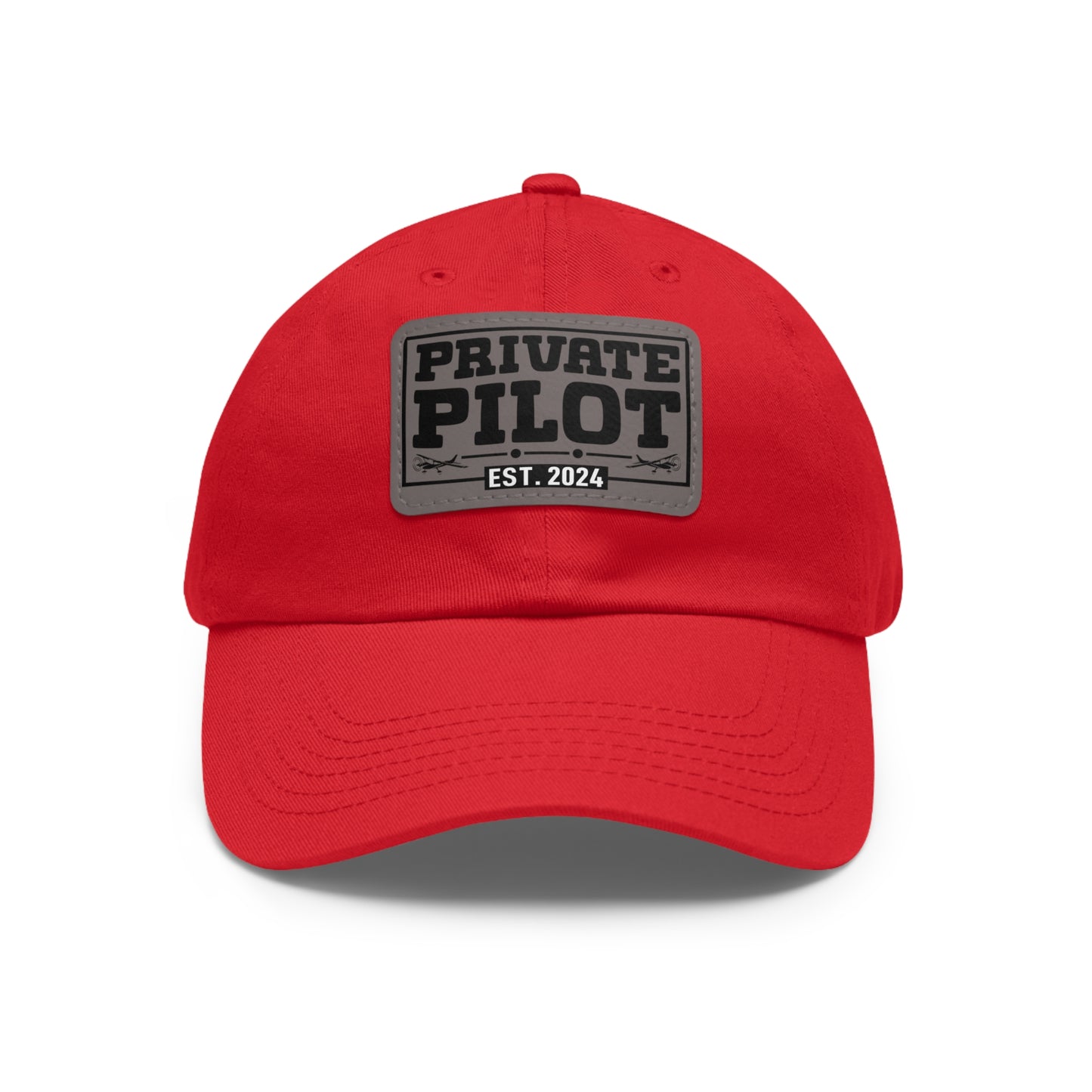 Private Pilot - EST 2024 - Dad Hat with Leather Patch (Rectangle)