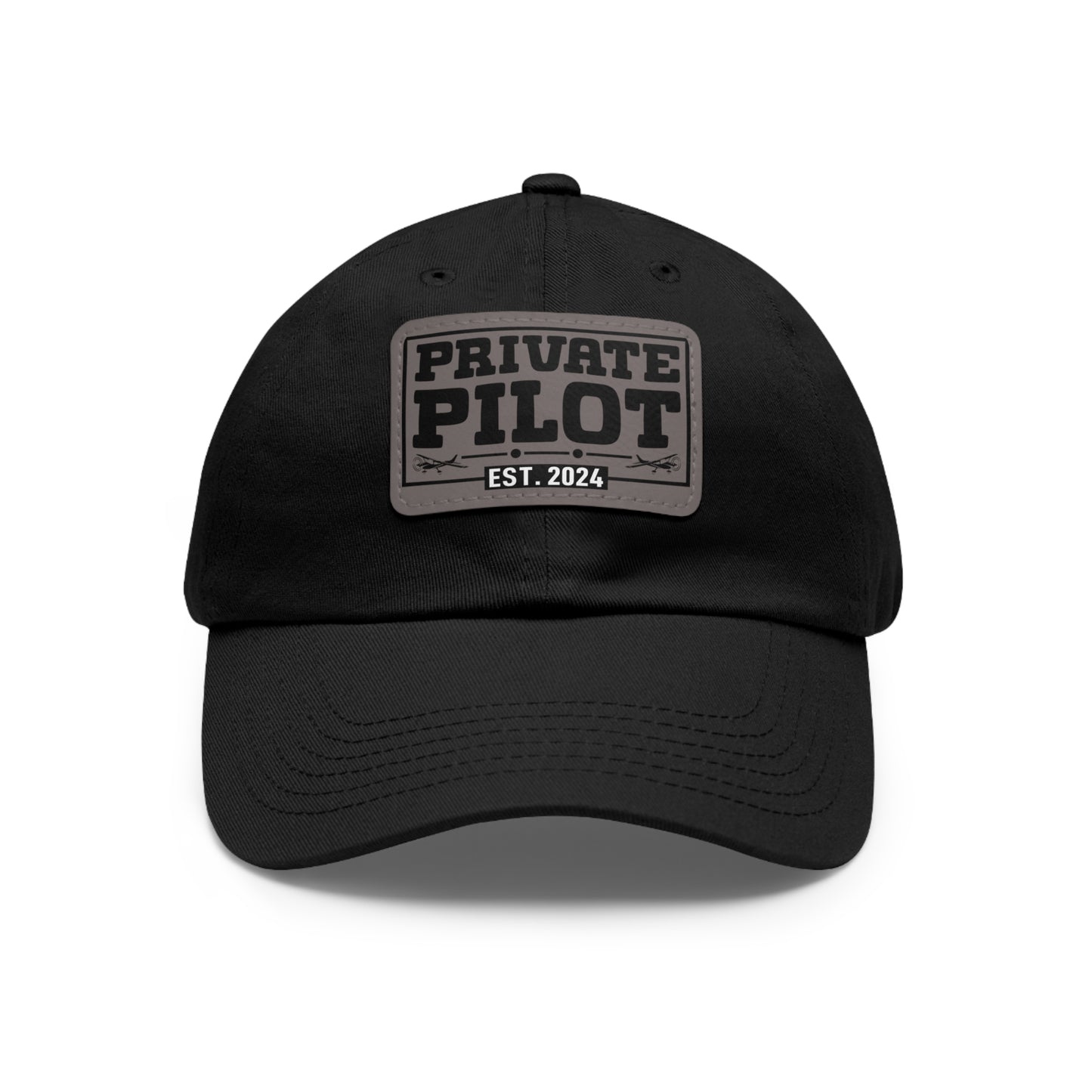 Private Pilot - EST 2024 - Dad Hat with Leather Patch (Rectangle)