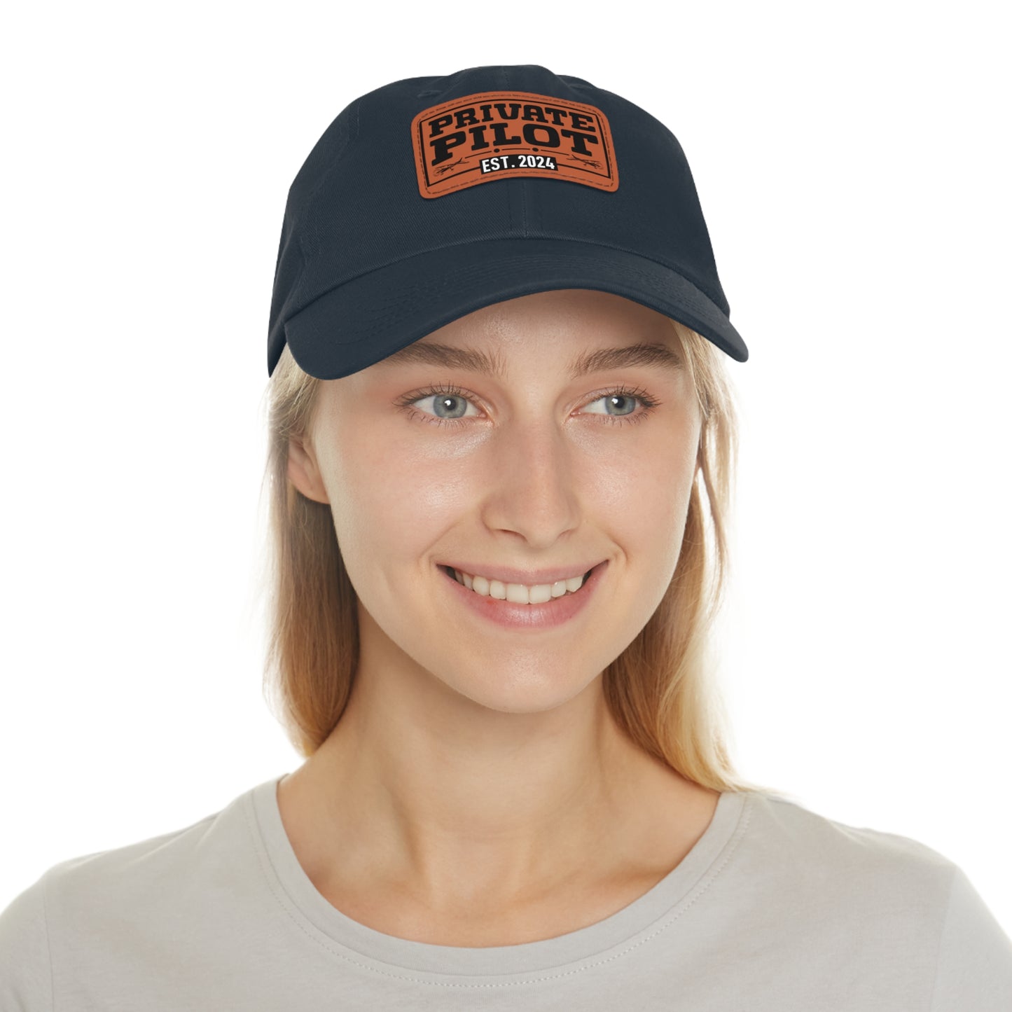 Private Pilot - EST 2024 - Dad Hat with Leather Patch (Rectangle)