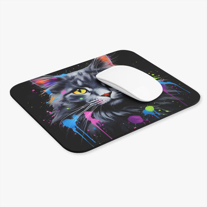 Cats - Cat Face With Paint Drops - Mouse Pad (Rectangle)