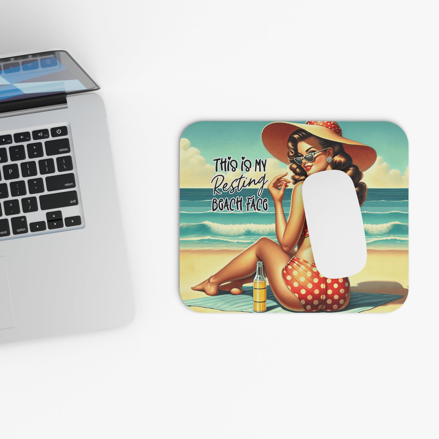 Retro Beach Fun - This Is My Resting Beach Face - Mouse Pad (Rectangle)