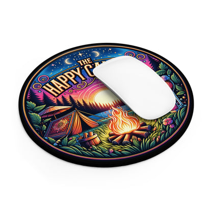 Camping - Happy Camper - Round Mouse Pad