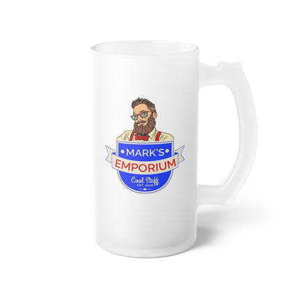 Printify - Mark's Emporium Logo - Frosted Glass Beer Mug