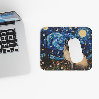 Cats - Cat And Night Sky Painting - Mouse Pad (Rectangle)