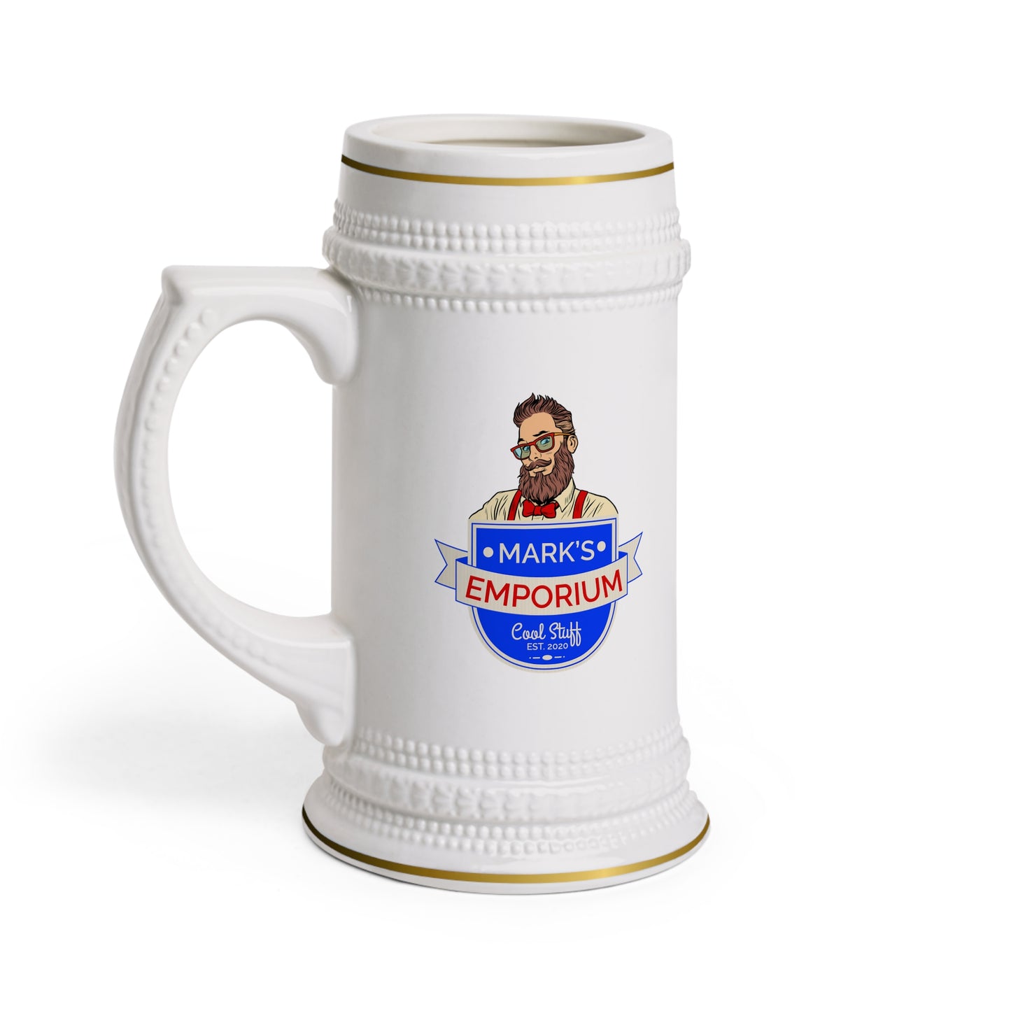 Printify - Mark's Emporium Logo - Beer Stein Mug