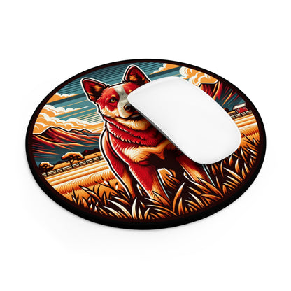 Dogs - Roundup Dog - Round Mouse Pad