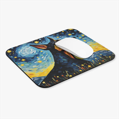 Dogs - Dog With Starry Night Painting - Mouse Pad (Rectangle)