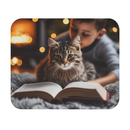 Cats - Cat With Book - Mouse Pad (Rectangle)