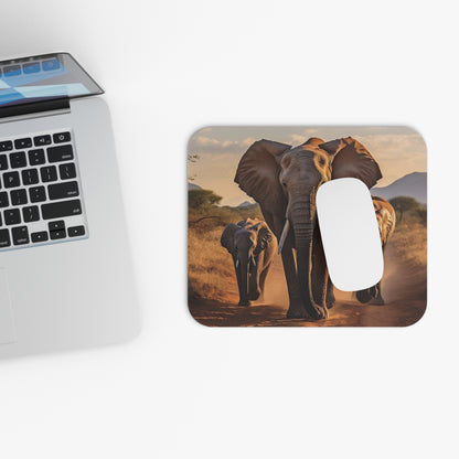 Elephants - Mom Elephant With Two Little Ones - Mouse Pad (Rectangle)